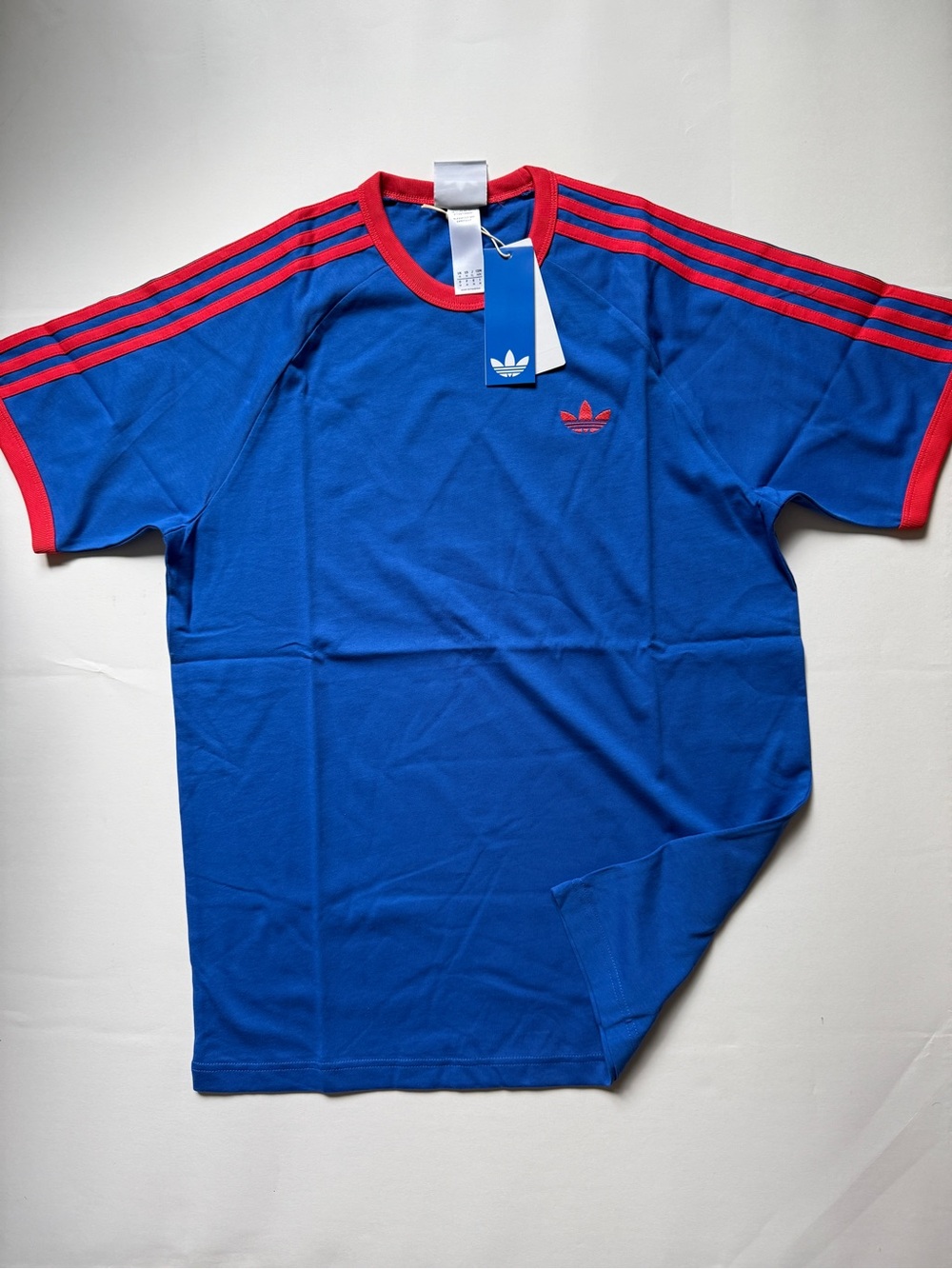 Adidas Originals [M-2XL] Ringer 3- Stripes Tee, Blue/Red KE3531